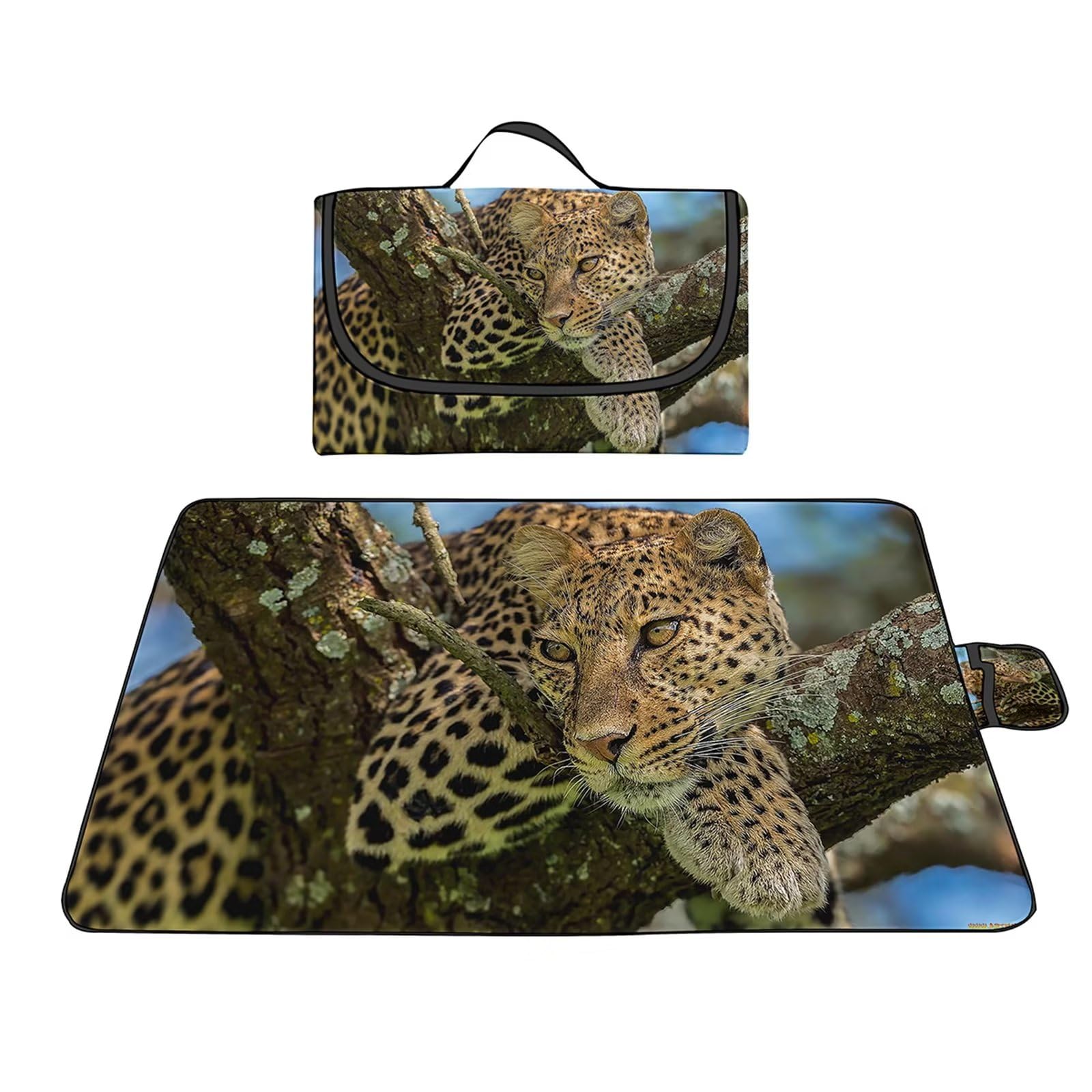 Coperta da Picnic Animale Leopardo,100x150cm,Grande XXL Picnic Blanket,con Parte Inferiore Impermeabile Tappetino Spiaggia Isolata Pieghevole per Spiaggia,Campeggio,Esterno,Parco,Giardino