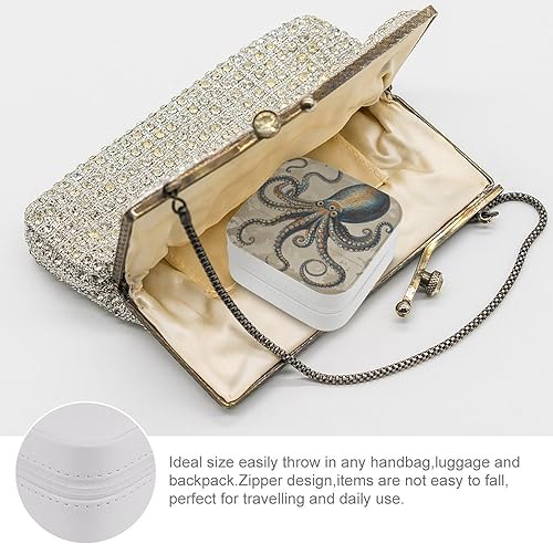 Miniatura 3 de Retro Octopus Jewelry Box PU Leather Travel Jewelry Case Ring Storage Box Portable Trinket Storage Case Trinket Organizer Boxes Small Jewelry