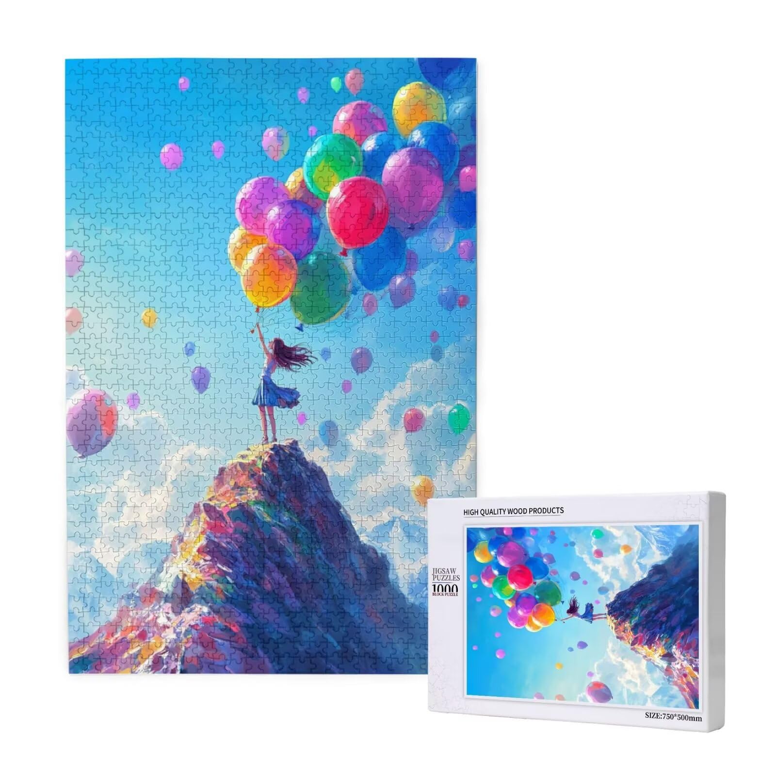 Puzzles Paisaje 1000 Adultos, Puzzle Globo con Cajas y Cartel, Juego Clásico de Puzzle Arte para Entretenimiento Adultos, Regalos de Decoración del Hogar para Pasatiempos Creativos de Mujeres 2T-1348