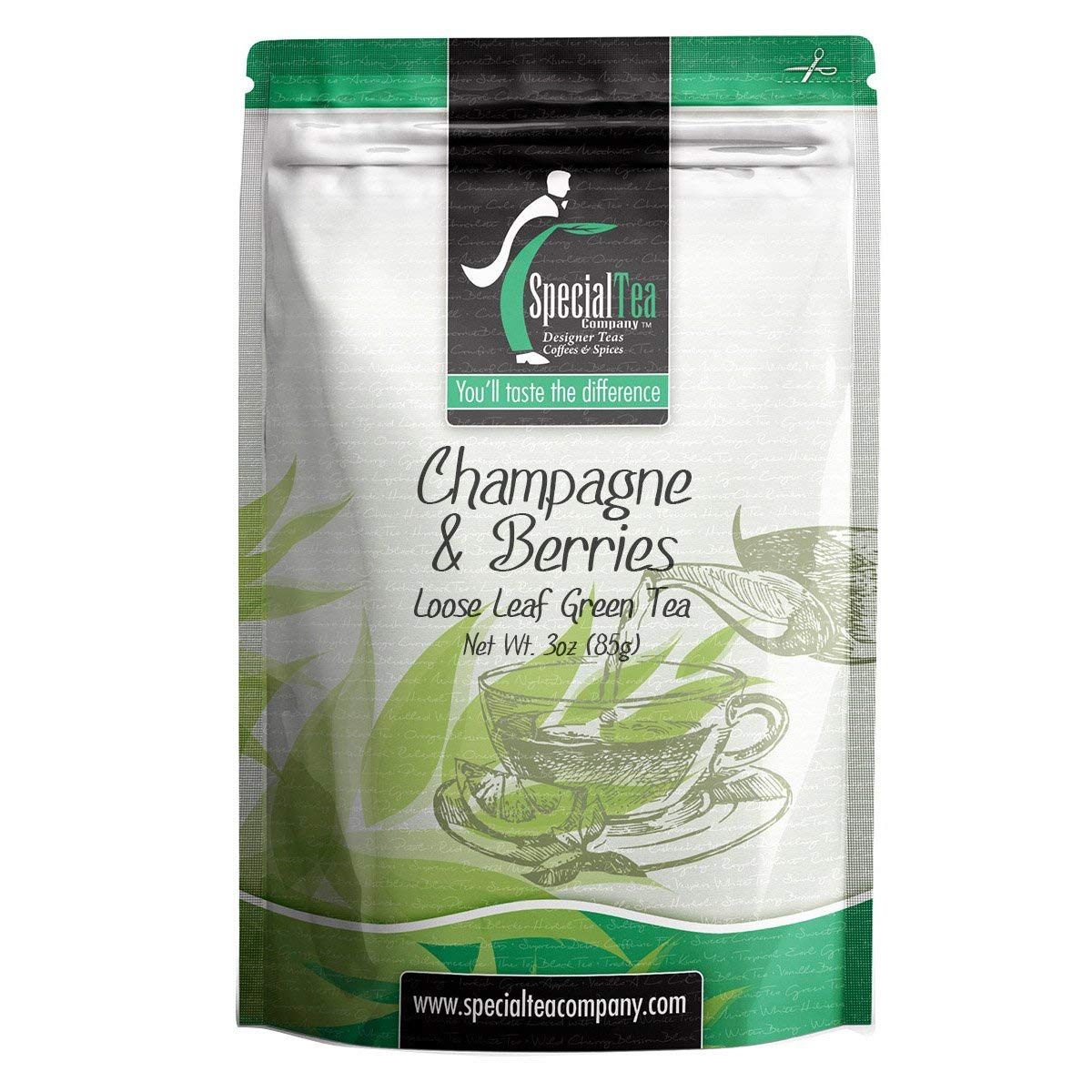 Special Tea Champagne & Berries Organic Green Tea, Loose Leaf, 3 Ounce