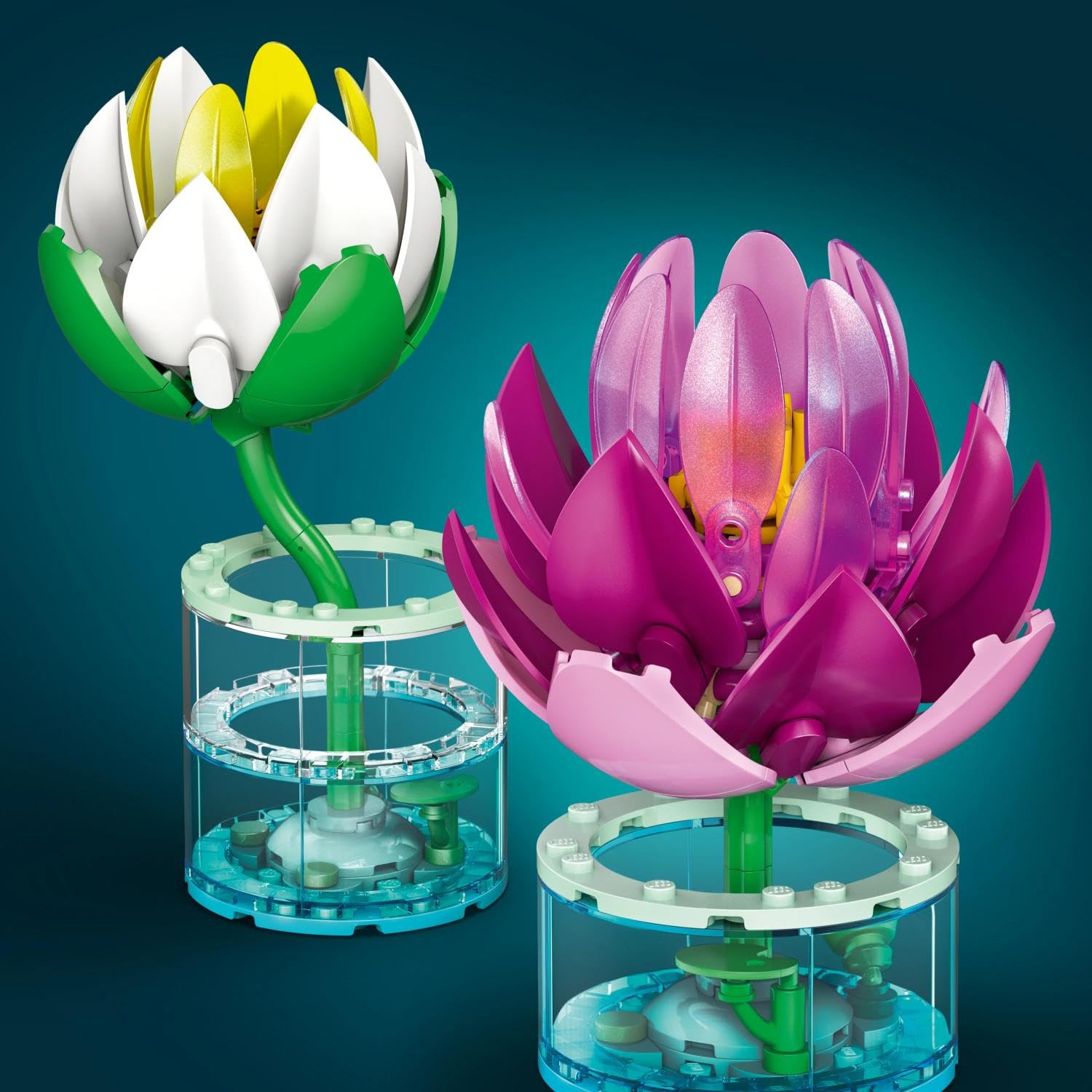 LEGO Botanicals Les Nénuphars - Set de Fleurs Artificielles - Fausses Plantes en Pot dans Vases Transparents - Décoration DIY pour Chambre d'enfant - Cadeau pour Fille dès 9 Ans ou Adulte 11511