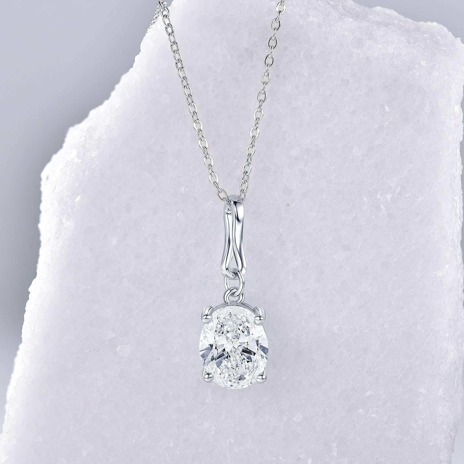 3CT Oval Moissanite Pendant Necklace, D Color 8X10mm Oval Cut Moissanite 925 Sterling Silver Bride Pendant for Women Wedding Birthday Gifts - Image 7