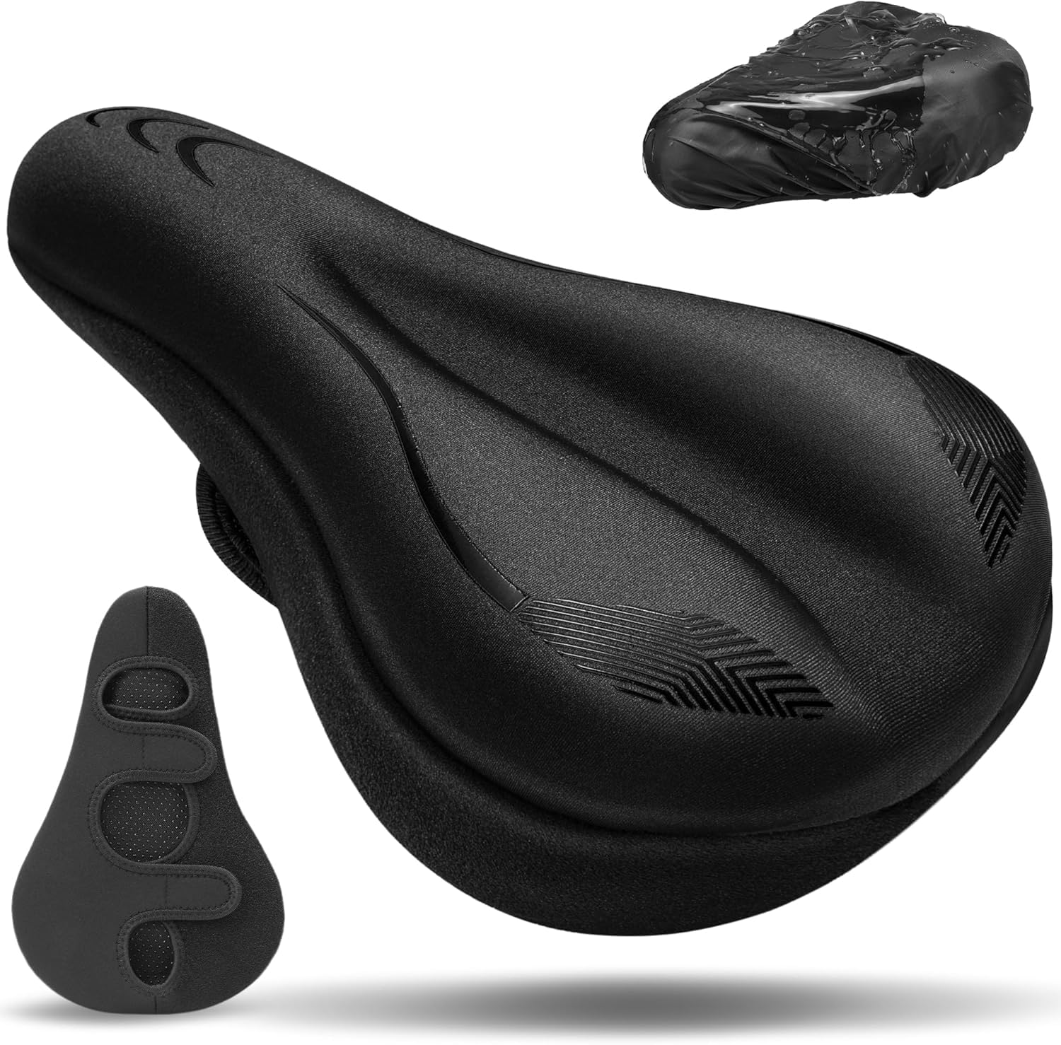 CDYWD Gel Bike Seat Cushion for Men & Women, Extra Soft Gel Padded Bicycle Seat Cover, Comfy Bike Saddle Cushion for Exercise Bike, Ebike, Road Bike, Beach Cruiser, Mountain Bike