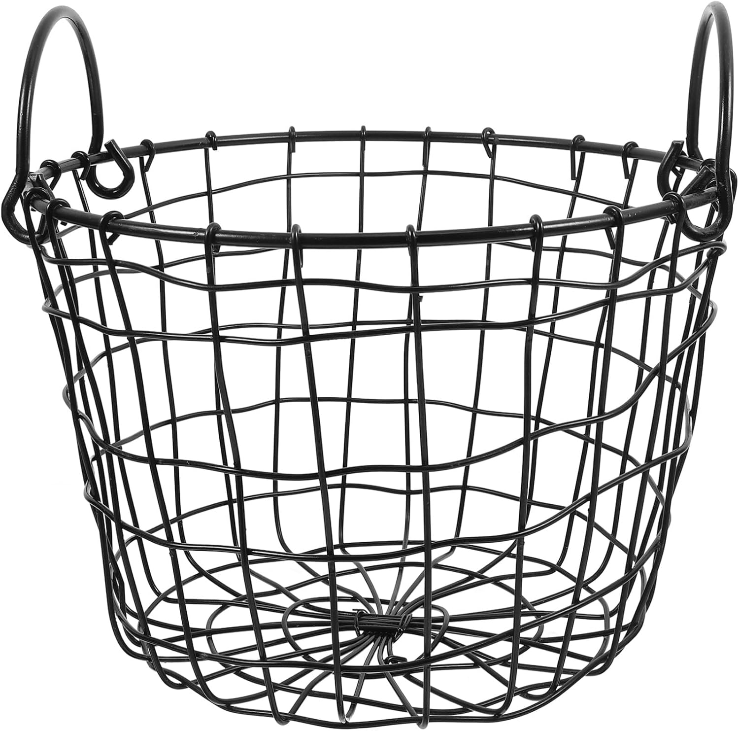 Ciieeo Round Metal Laundry Basket, Wire Hamper Rustic Farmhouse Utility Bin Clothes Hamper Storage Container Organizer with Handle for Toys Book Blanket S