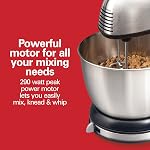 Hamilton Beach Classic Stand and Hand Mixer for Baking, 4 Quart Stainless Steel Bowl, 6 Speeds, 250W, 5 Attachments, QuickBurst™, Black and Stainless (64651)