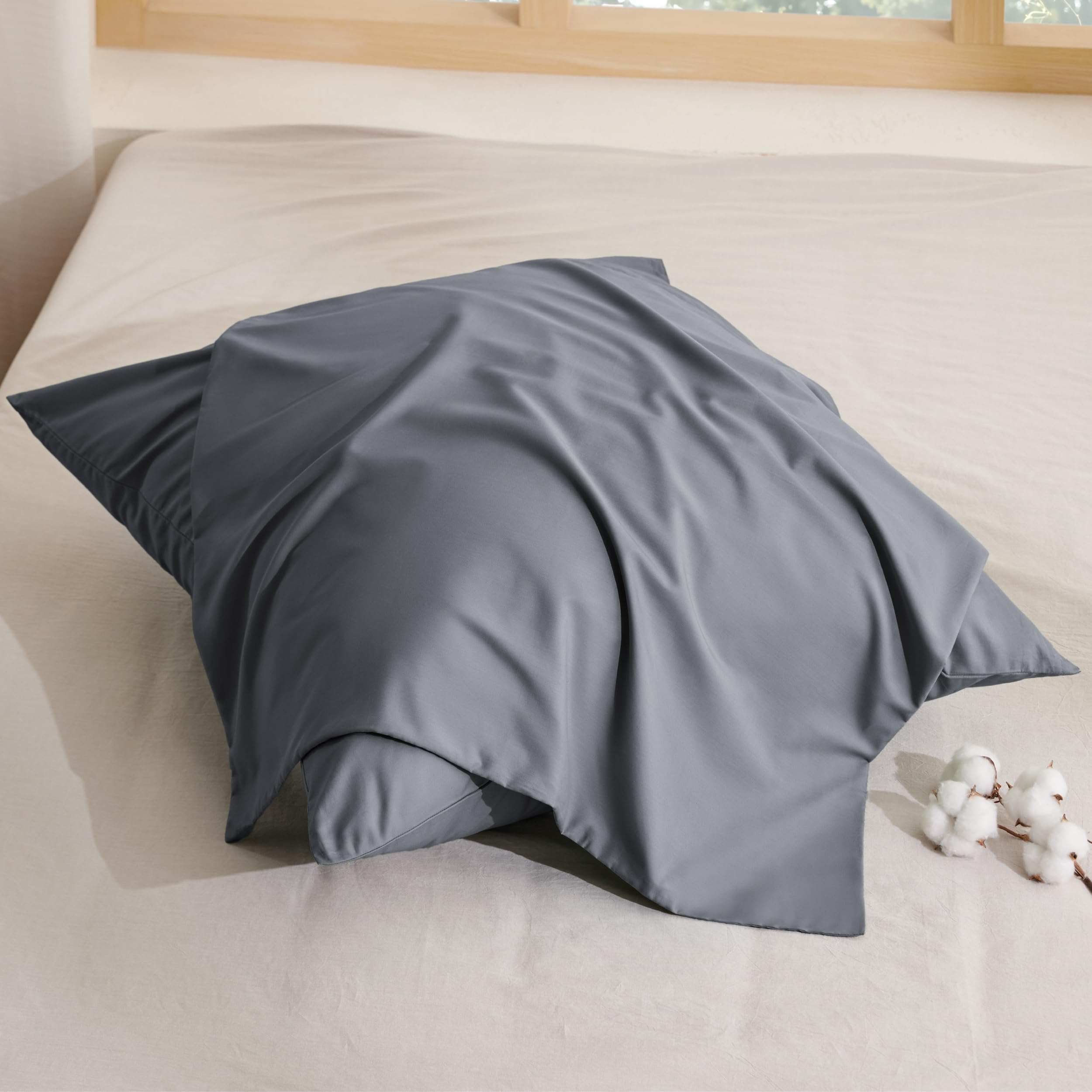 BEDSURE Zestaw 2 poszewek na poduszki 80x80 - 100% bawełna poszewka na poduszkę 80x80, poszewki z zamkiem błyskawicznym, Oeko-TEX, poszewka na poduszkę - miękka, oddychająca i trwała na łóżko, sofę