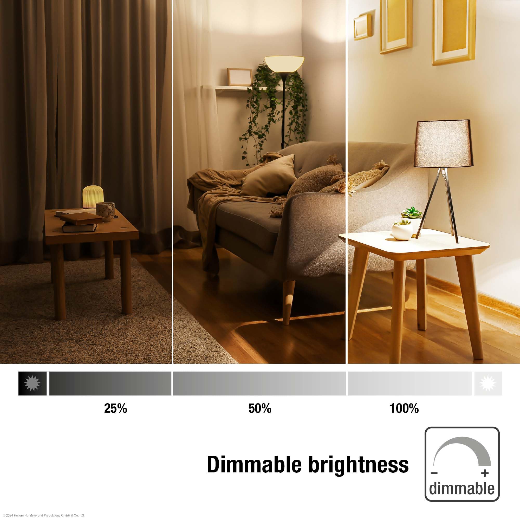 Hellum Lampadina Filamento LED, Dimmerabile LED, 10 pezzi, 5W equivalenti a 40W, con attacco E27, 470 lumen, Luce bianca calda 2700K, Forma a Lampadina A60, vetro transparente, senza sfarfallio 206500