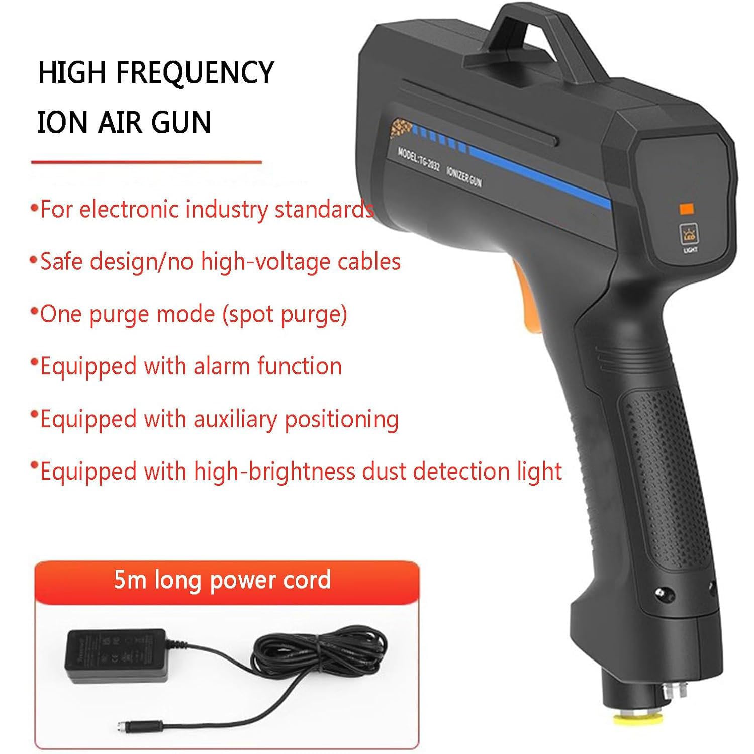Pistola antiestática de aire ionizante, pistola antiestática para pintura automotriz, eliminador de estática, ideal para ensamblajes electrónicos, laboratorios electrónicos,A