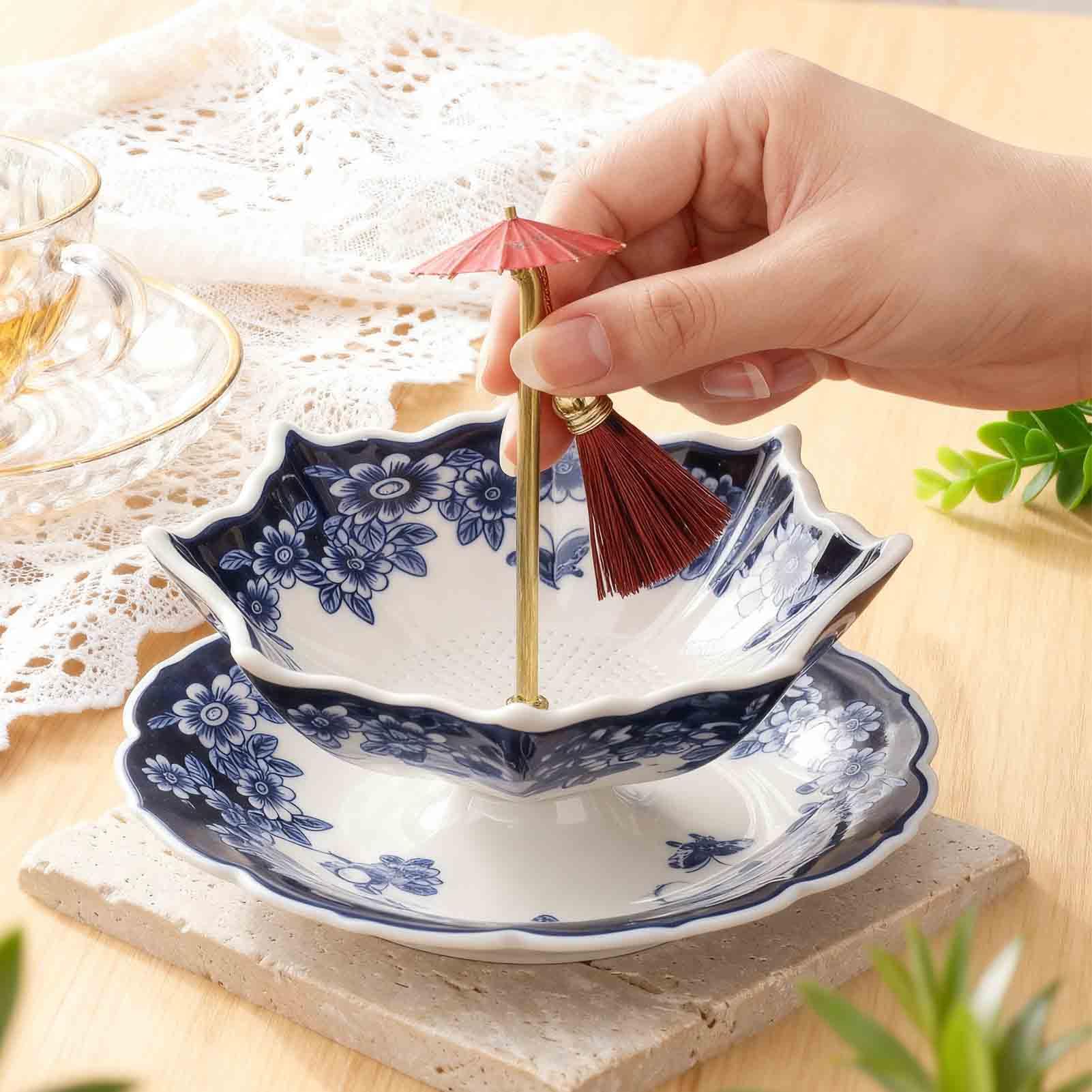 Colador de té, accesorios de té, porcelana azul y blanca, colador para prevención de fugas, infusor creativo de paraguas, filtro de hojas sueltas con diseño giratorio para preparar café