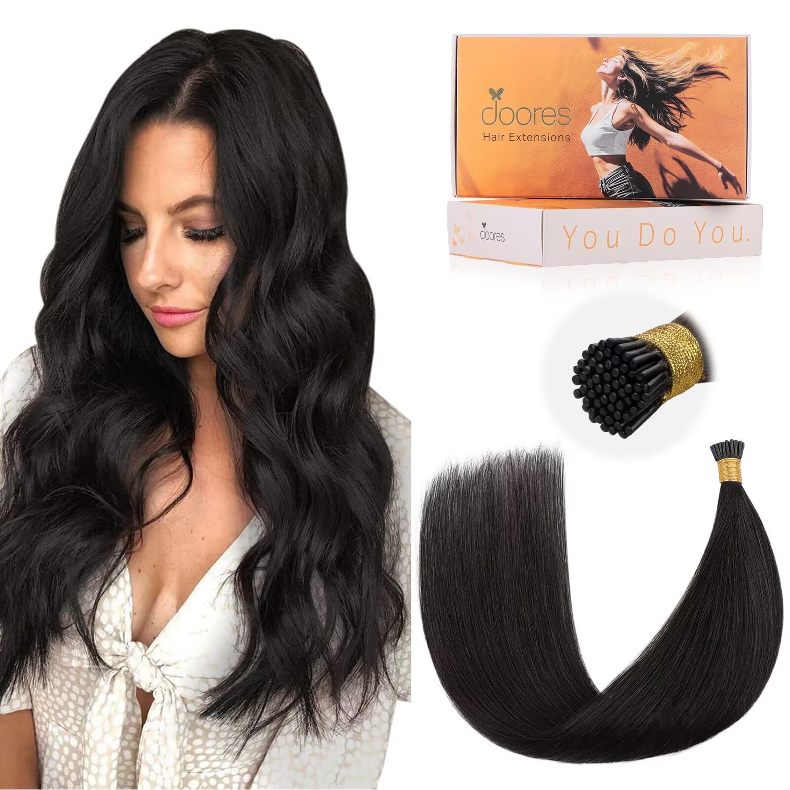 Amazon.com : DOORES I Tip Hair Extensions, Human Hair  display picture 3