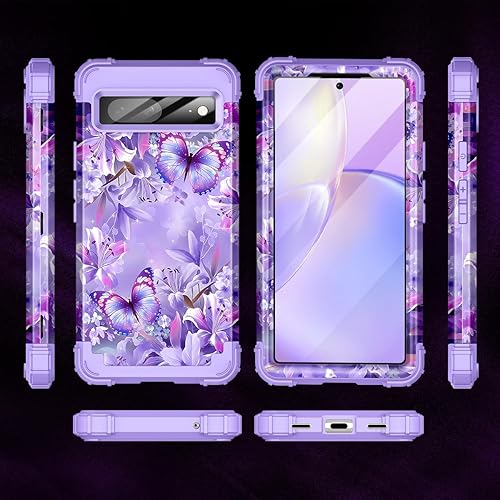 Miniatura 3 de Uamark Funda para Google Pixel 7, tres capas resistentes a prueba de golpes de cuerpo completo con 2 protectores de pantalla de vidrio templado + 2