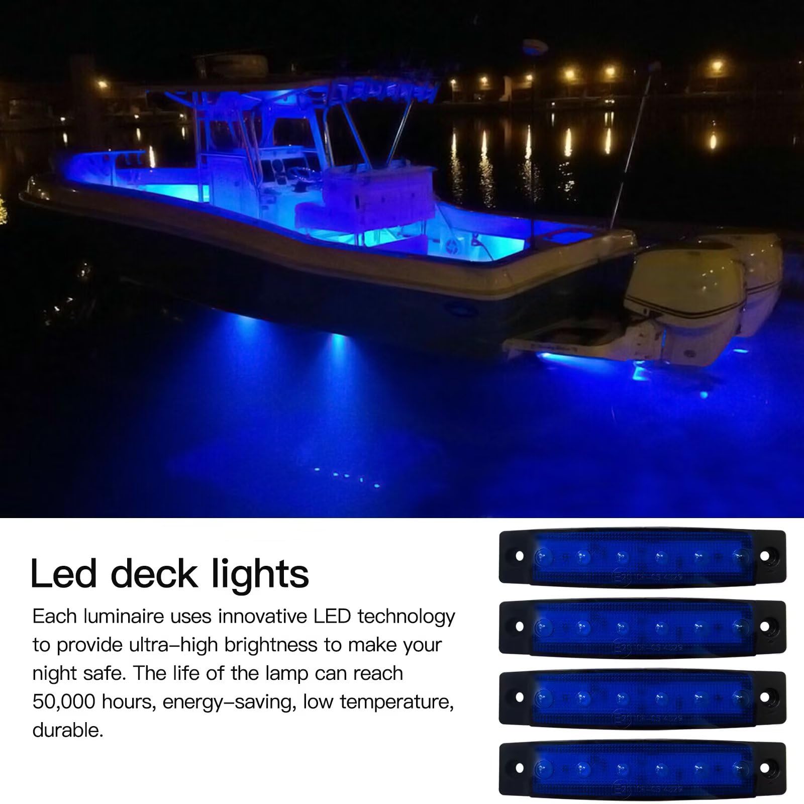 12pcs Marine Boat LED Cabin Deck Courtesy Light Stern Transom - Foto 3