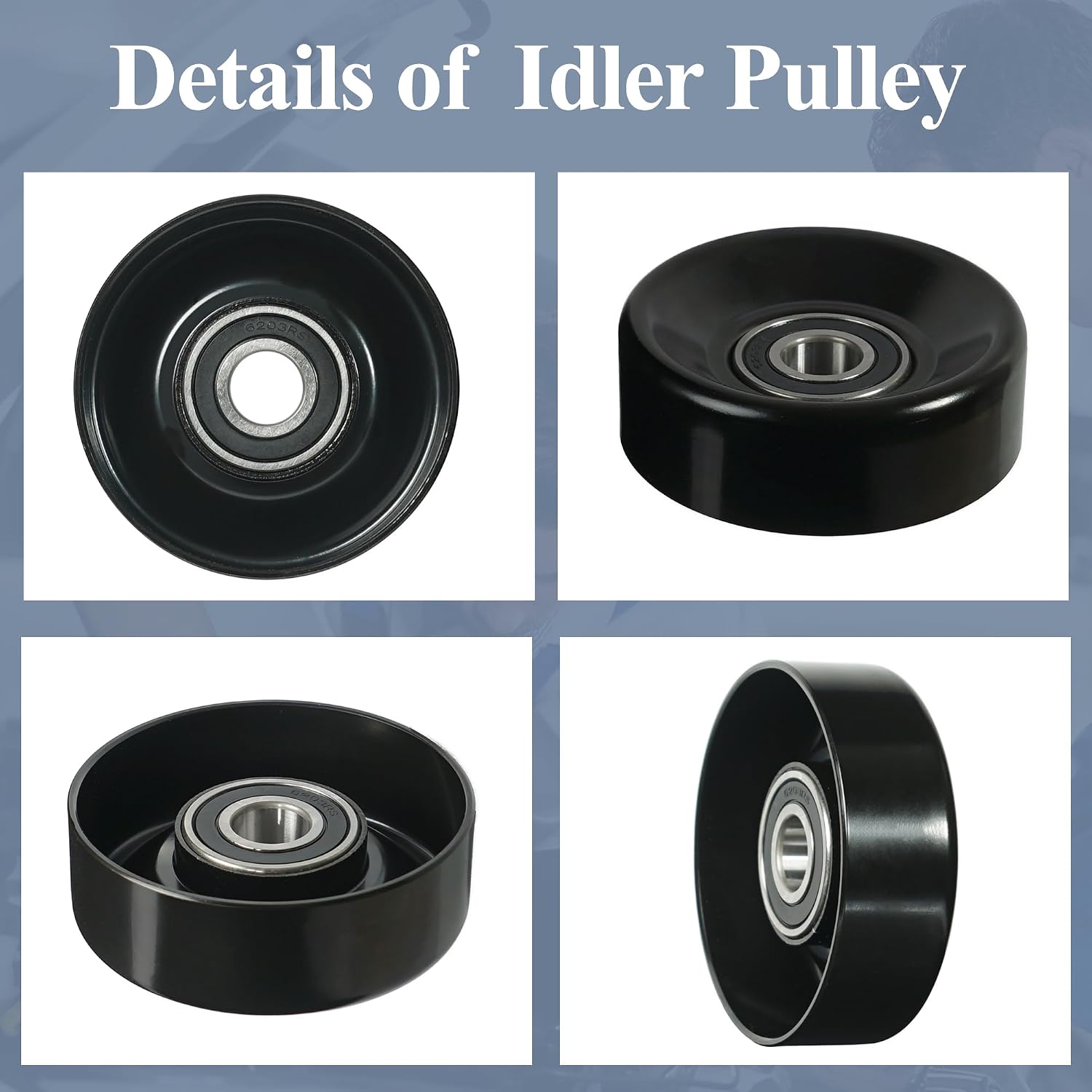 38001 Drive Belt Tensioner Idler Pulley Fit for Chevy GMC Ford Cadillac Pontiac Buick Toyota Dodge Mercury etc. Replacement Part Accessory 88909582 12580773 1L2Z8678AD 6L2Z6C348A