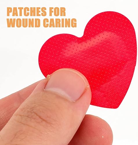 Miniatura 6 de VOSAREA 50 vendajes adhesivos en forma de corazón, parches hemoestáticos transpirables para primeros auxilios (rojo)