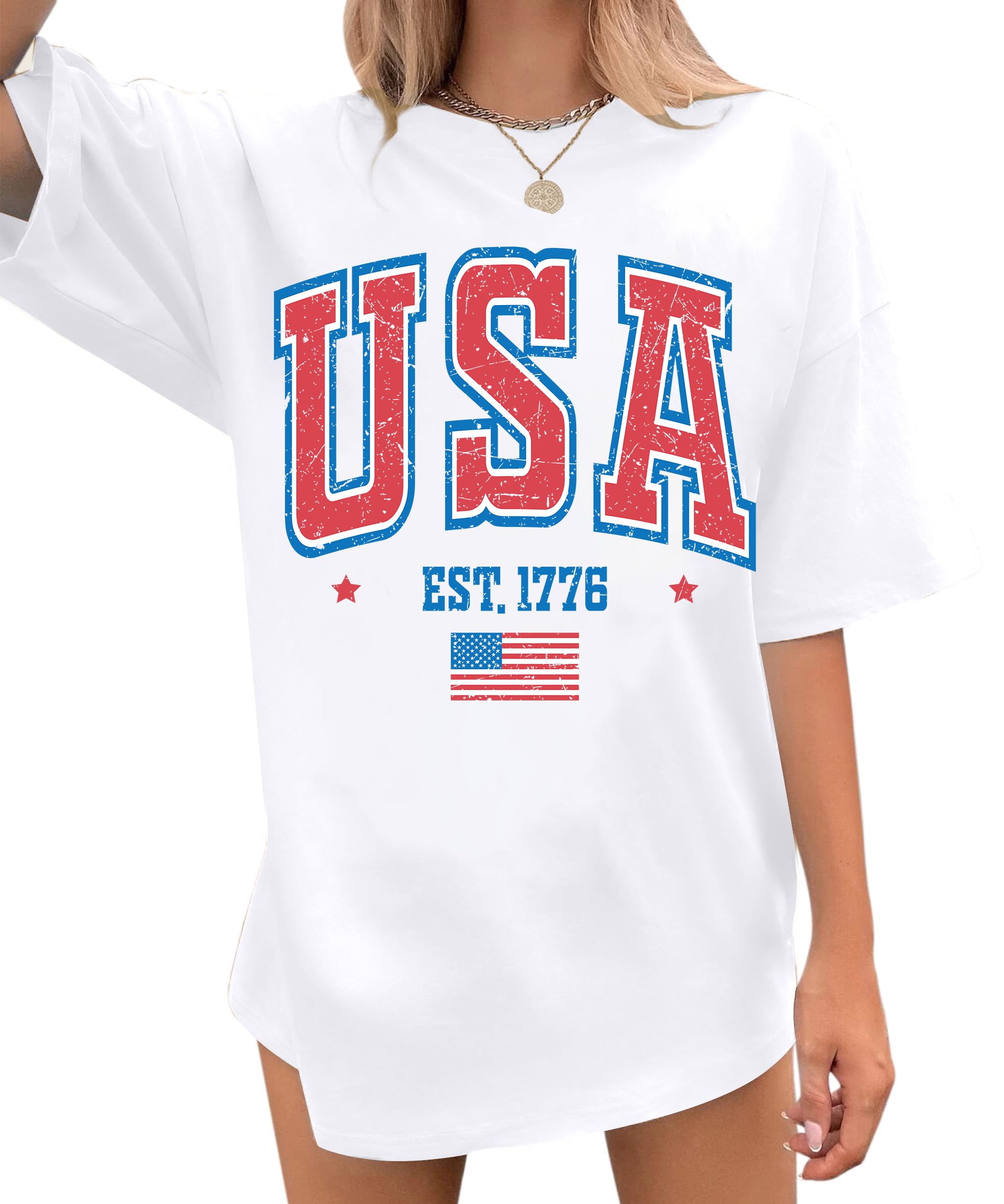 USA Shirt American Flag Shirt: Funny 4th of July Shirts Women Patriotic Shirts Memorial Day Short Sleeve Top