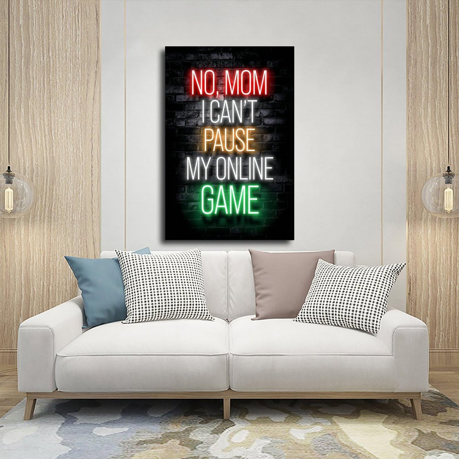 Stampa artistica da parete con citazione "No, mamma I Can't Pause My Online Game" con citazione di videogiochi, decorazione artistica da parete, per soggiorno e camera da letto, 50 x 75 cm