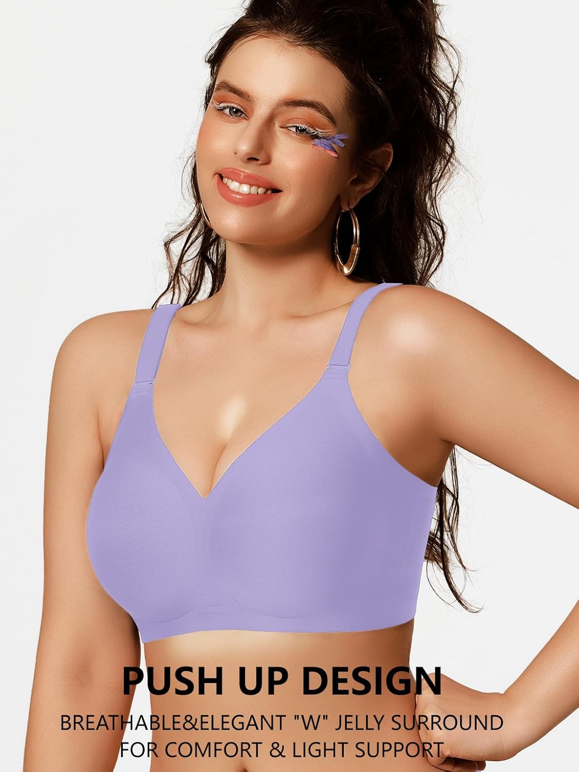 COCOMARTS Jelly Bras for Women No Underwire Push Up Seamless Supportive Plunge Bra Full Coverage Comfortable Bralettes - Image 2