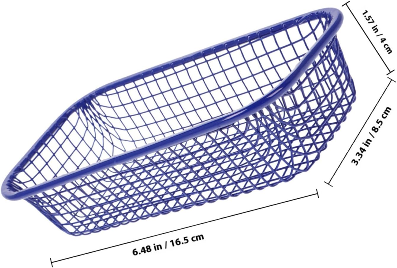 Generic 2pcs Iron Wire Storage Baskets with Breathable Design, Resistant to Deformation Metal Organizer Trays for Kitchen and Office, Small Blue Wire Mesh Bins for Desk or Pantry
