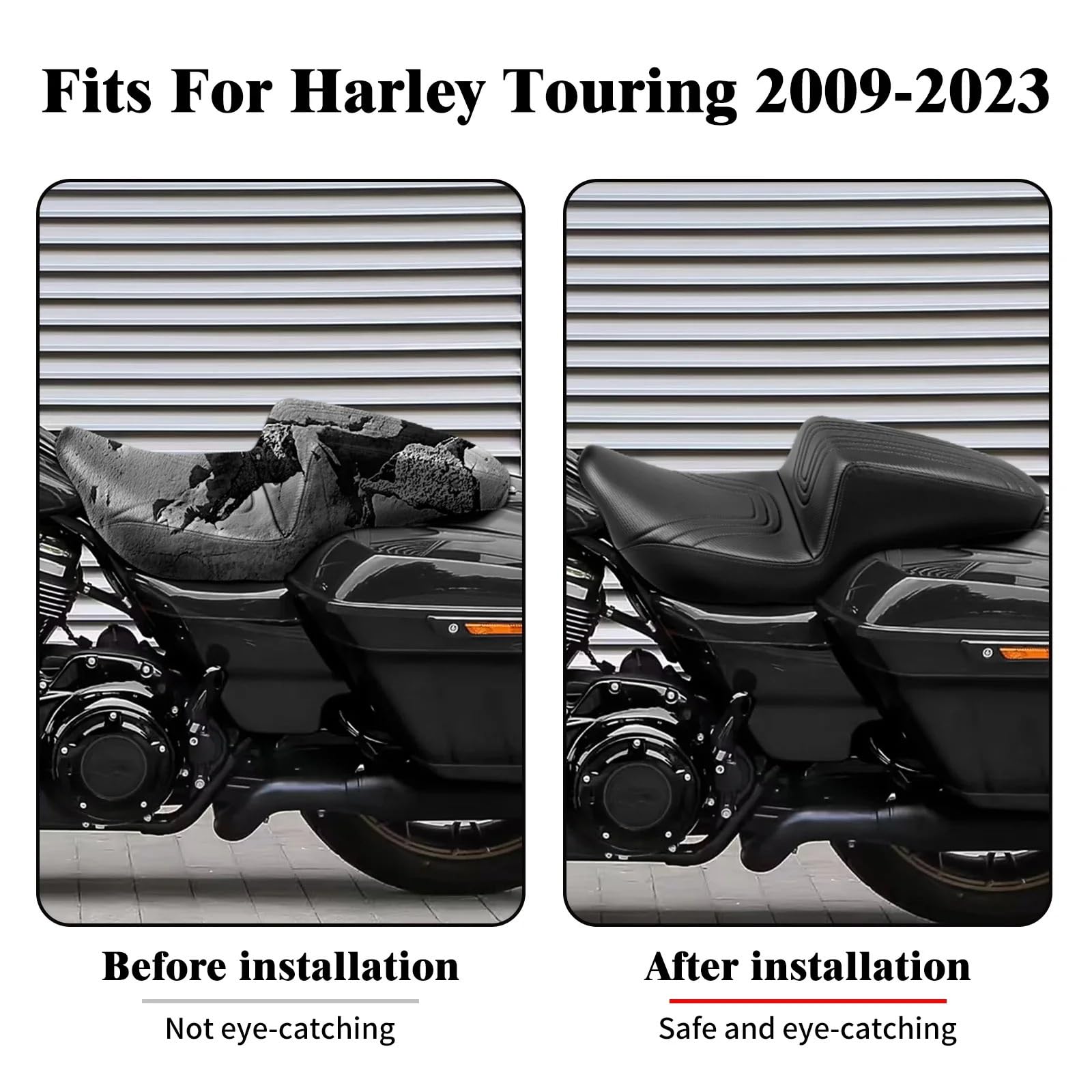 Do Touring Street Electra Glide Road Glide FLHR 2009-23 Siedzisko | Podwójna poduszka do siedzenia motocykla(Black line Seat)