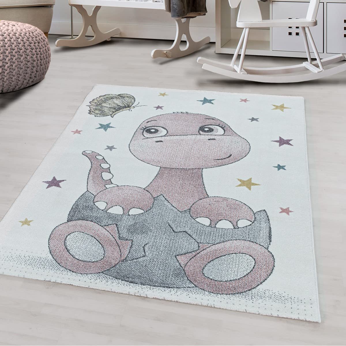 Tapis pour chambre d'enfant rose Dino Baby Saurier 80 x 150 cm