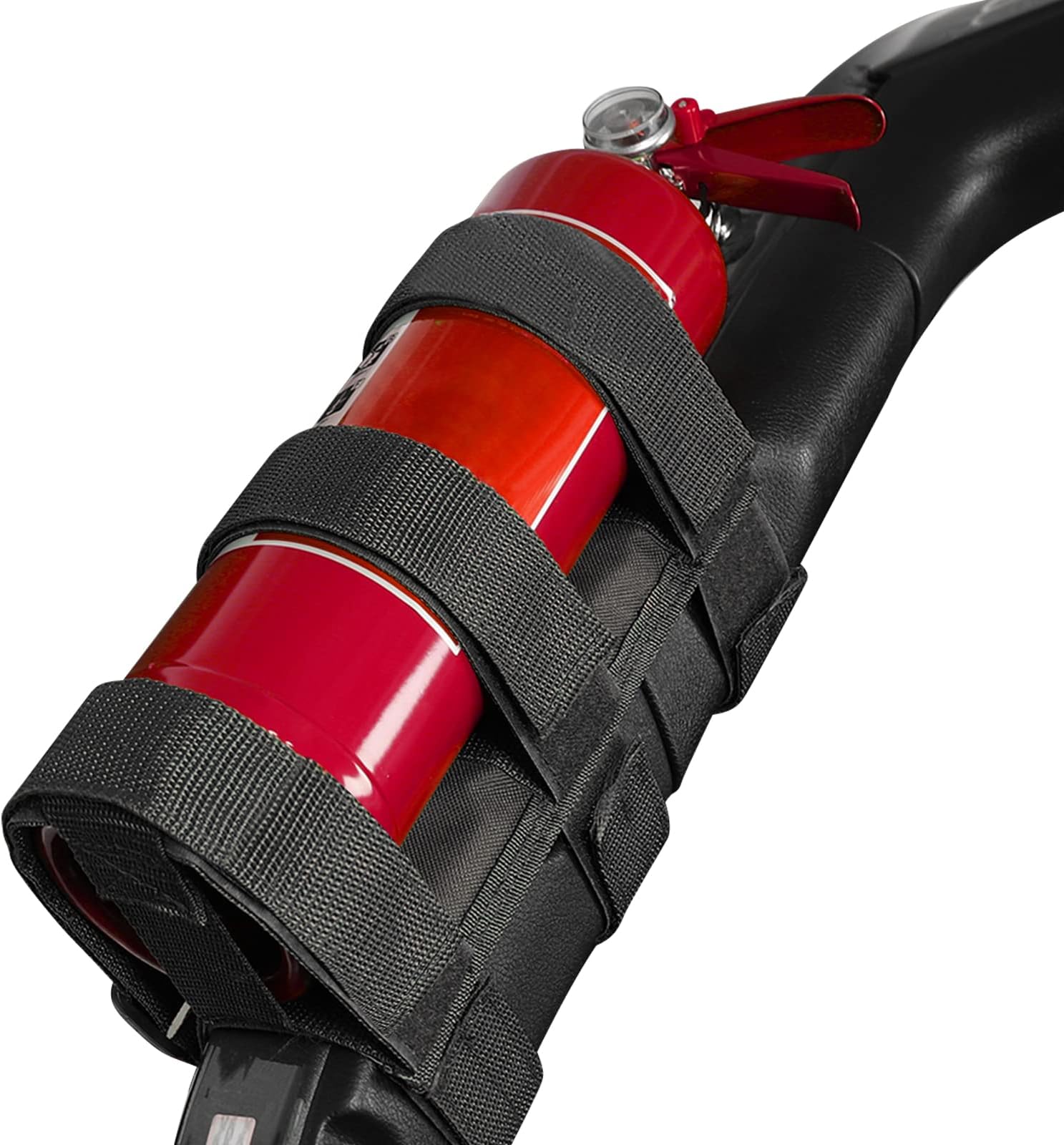 JeCarFire Extinguisher Holder Adjustable Extinguisher Mount Strap Compatible with Jeep Wrangler 1987-2023 JK JL TJ CJ YJ & 2020 Jeep Gladiator JT, Black