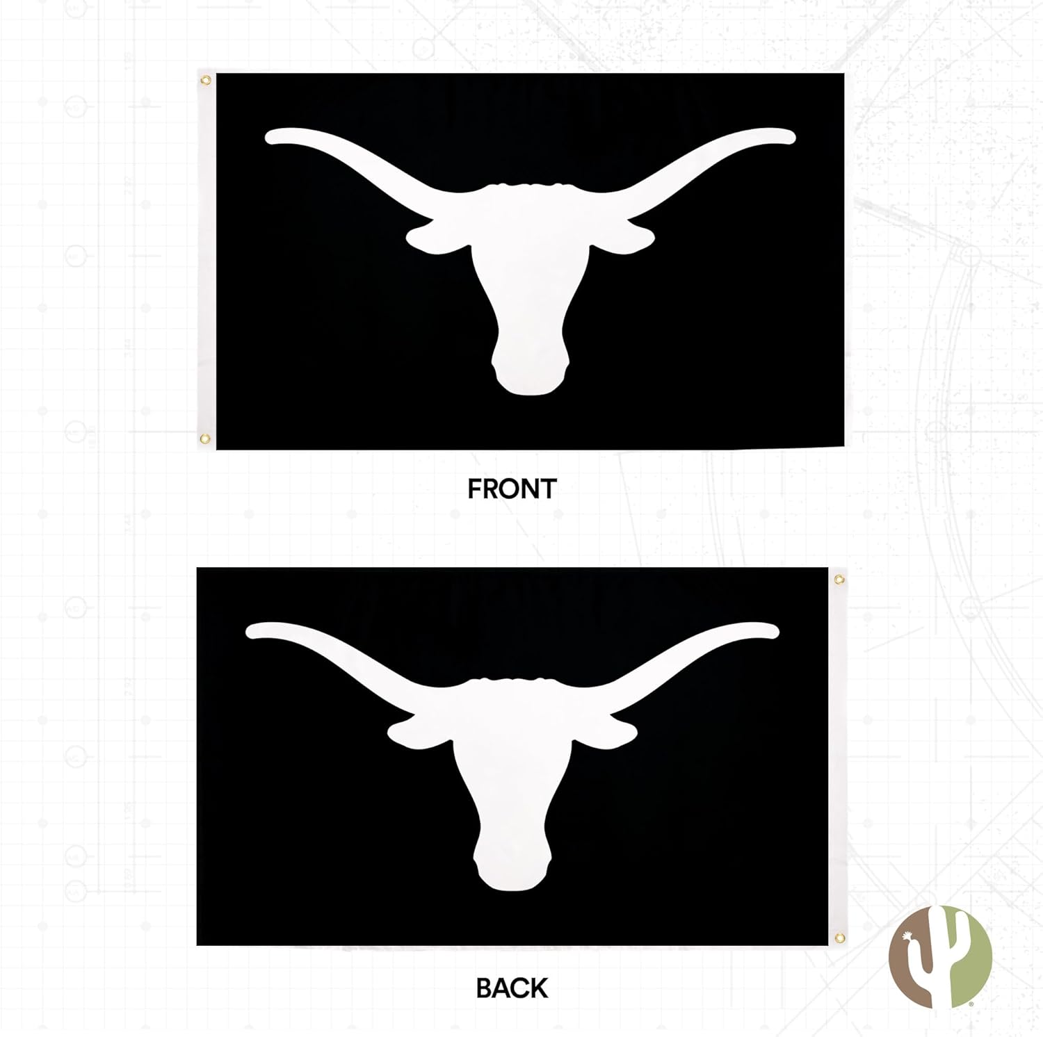 Desert Cactus University of Texas UT Flag - 3 x 5 Feet Longhorns Banner, Indoor/Outdoor Durable Fabric, 100% Polyester Design (Style Z)