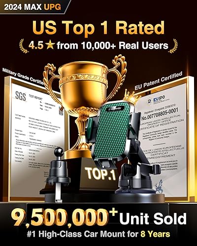 Vista 39 de VANMASS Soporte de teléfono de automóvil de grado militar verdadero [mejor succión y clip] Soporte de teléfono celular para salpicadero, parabrisas