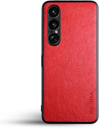 AIORIA Case for Sony Xperia 1 VII Phone Screen Premium PU Leather Cover Retro Business Design Full Protective Case for Sony Xperia 1 VII 5G Smartphone Red