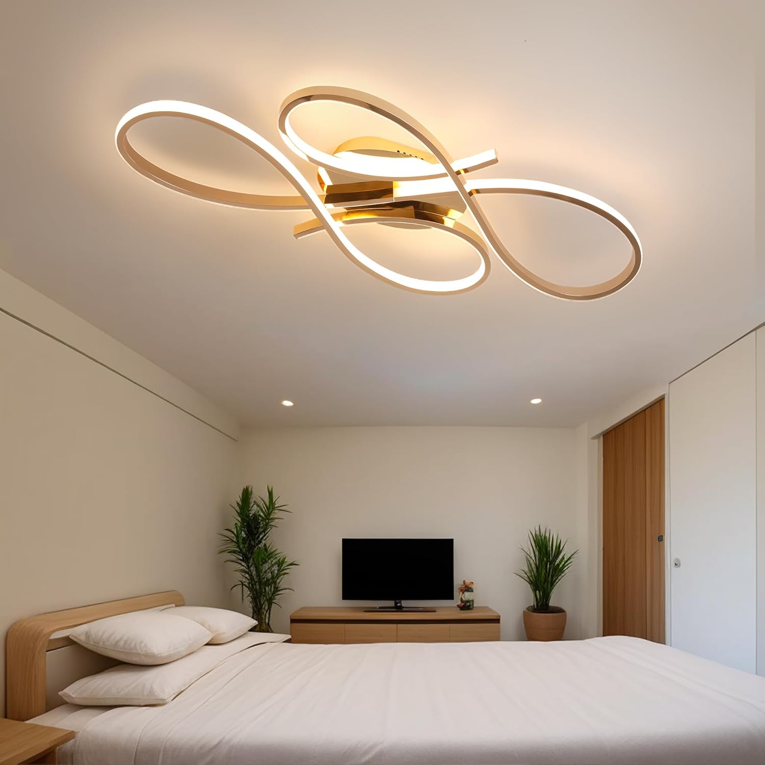 Modern LED Ceiling Light - Dimmable, Remote/APP Control,Ceiling Lamp Fixture - Ideal for Bedroom, Living Room & Kitchen - Energy-Efficient & Stylish (Black, 23.6 inch /60cm 50W)