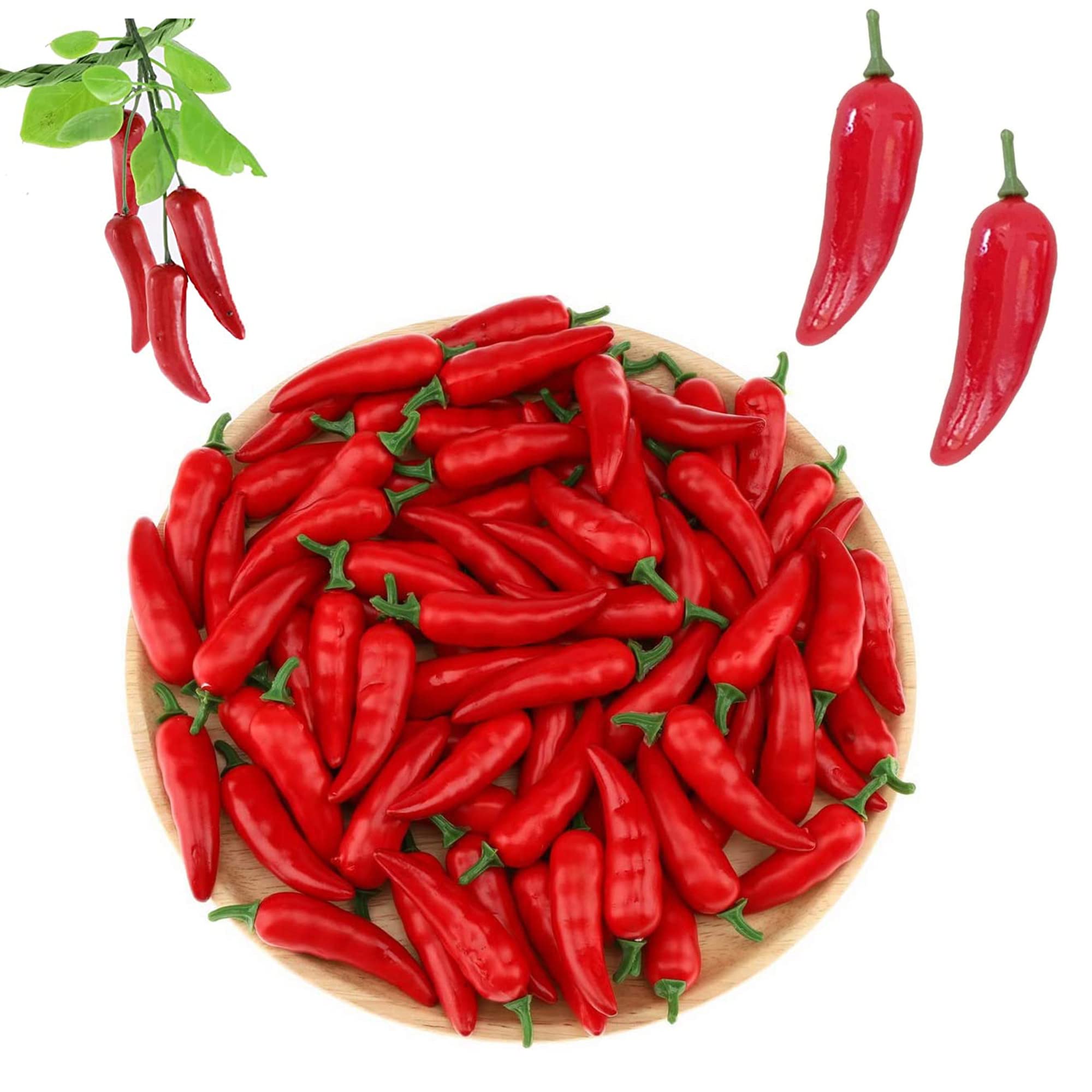 60 pezzi Mini Artificiale Peperoncino Finto Peperoncini Verdure Artificiale Falso Verdure decorative Artificiale Pepe Decorativo Falso Ortaggio Casa Festa Festival Decorazione (Rosso)