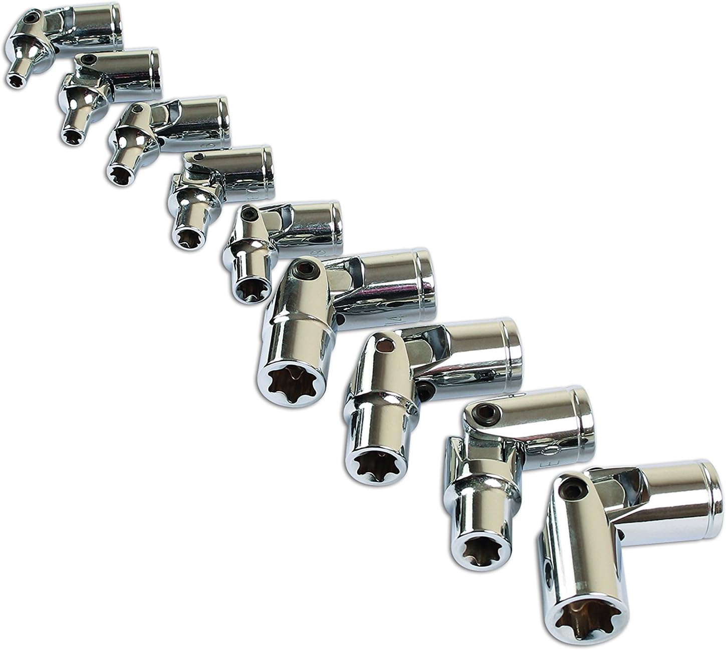 Laser 7146 Universal Joint Star Socket Set 1/4"D, 3/8"D 9pc