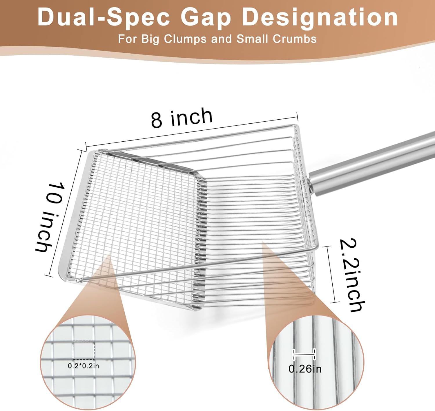 Chicken Poop Scooper,Coop Scoop Shelf, Detachable Tool (36 to 63 inches),Stainless Steel Coop Scoop, Poop Shovel for Chicken Coop Accessories,Chicken Coop Scoop,Chicken Coop Cleaning Tools. 10inch