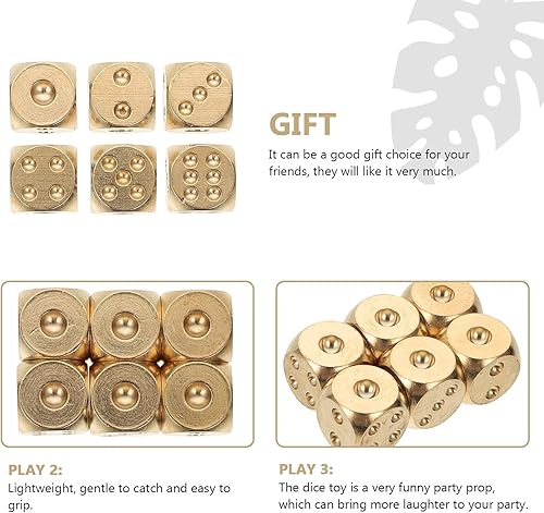 Miniatura 9 de Garneck Mahjong - Juego de 6 dados de latón, juego de dados de metal, accesorios de fiesta para juegos de mesa, juegos de rol, juegos de mesa, dados