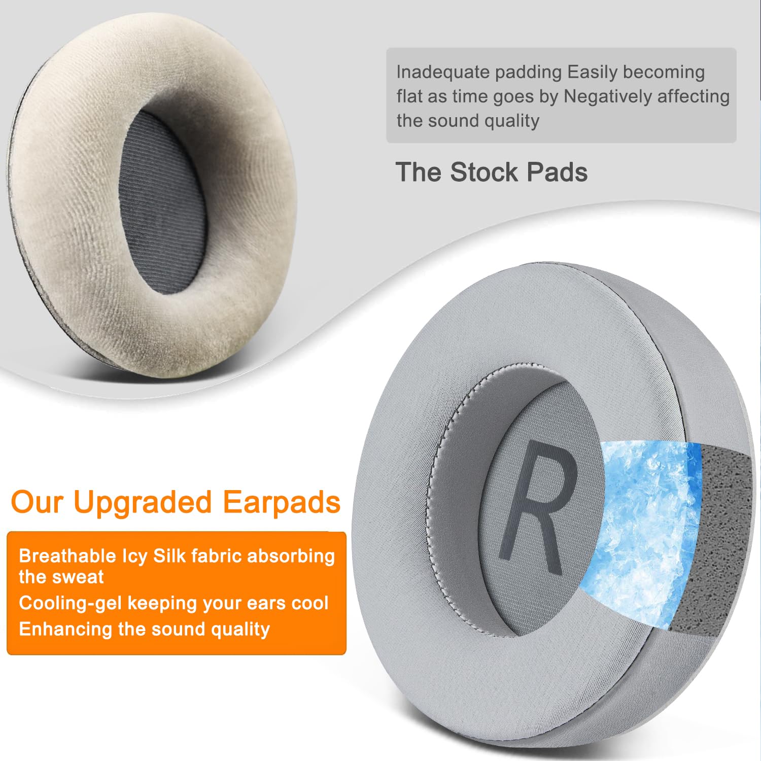 SOULWIT Cooling Gel Professional Replacement Earpads Cushions for AKG K701, K702, Q701, Q702, K601, K612, K712 Headphones - Image 4
