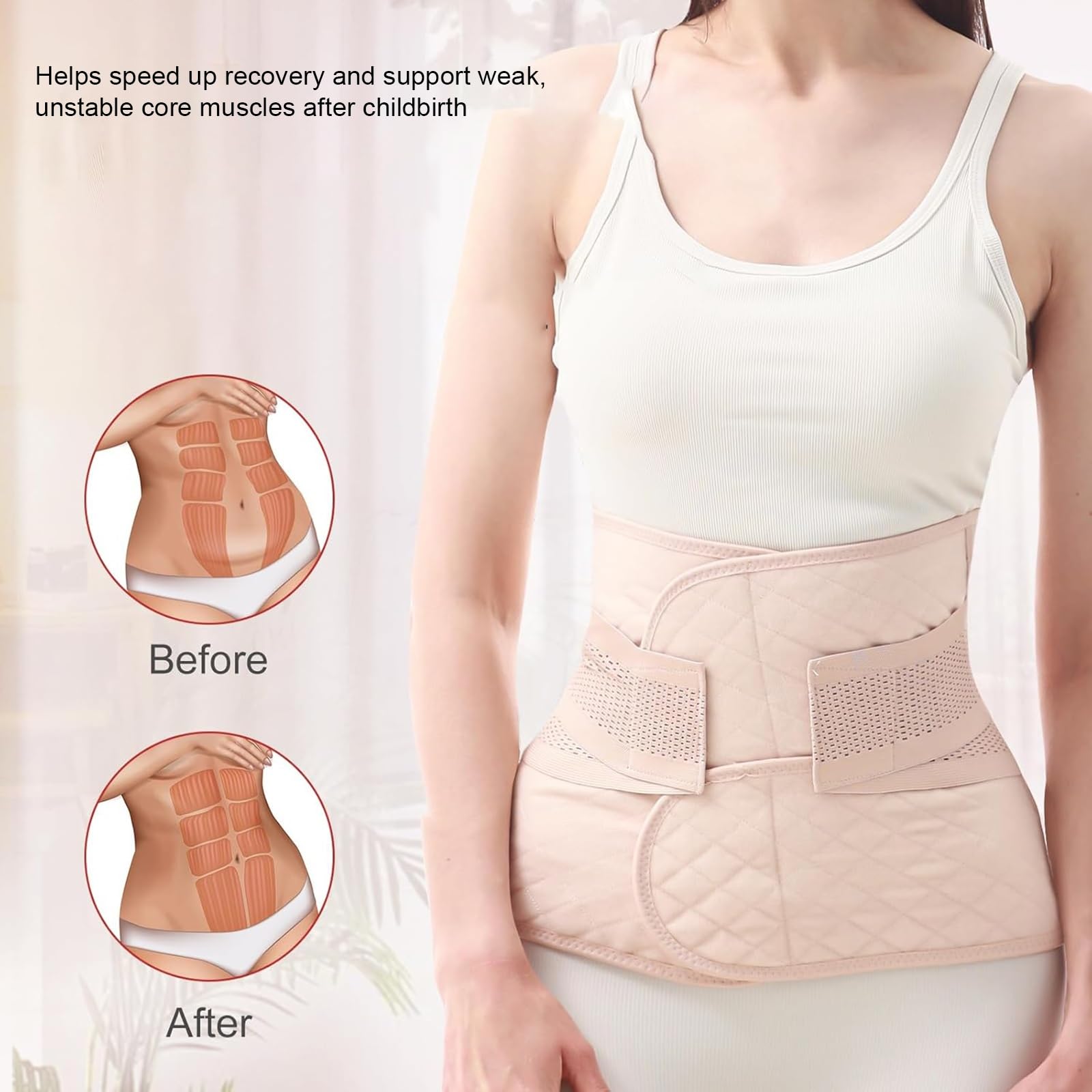 Cintura Addominale Postpartum, Cintura Addominale, Cintura Postpartum, Cintura di Supporto for Il Recupero del Taglio Cesareo Cintura Addominale Postpartum, Legante Addominale Postpartum(Beige,Small)