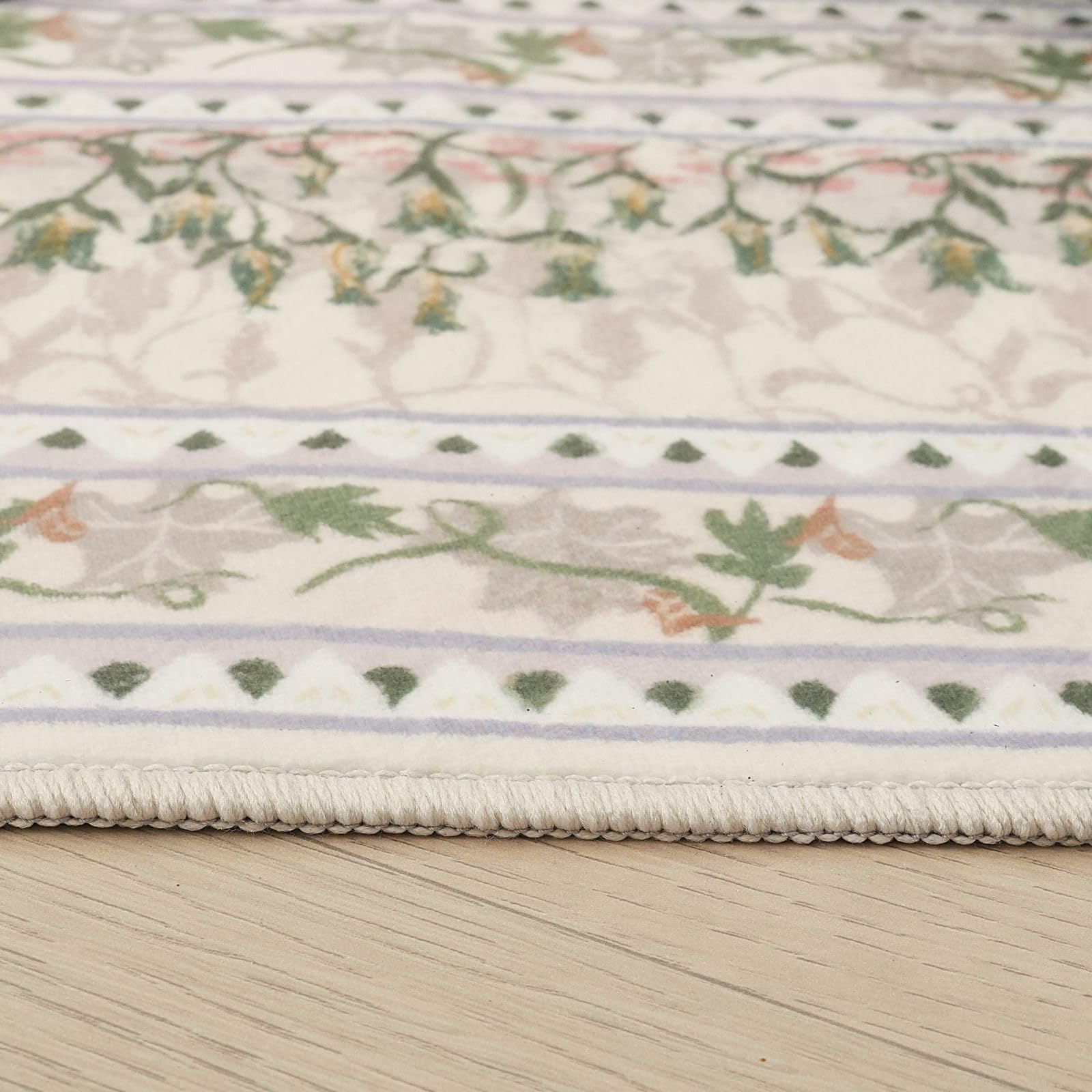 Rugcomf Circle Rug Impressionist-Style Vintage Round Rug 6ft Non Slip Low Pile Small Circular Rug for Bedroom Bathroom Entryway Kids Room Office College Dorm, Green: Beige 6' (Round)