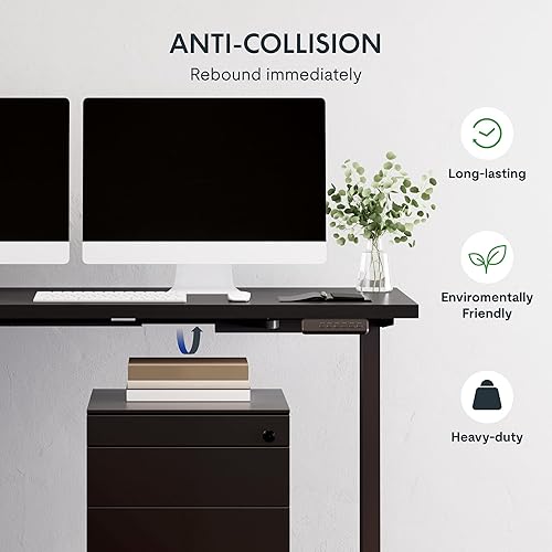 Miniatura 7 de SANODESK Escritorio de pie en forma de L de altura ajustable, escritorio eléctrico de esquina de 71 x 63 pulgadas, mesa de computadora con tablero