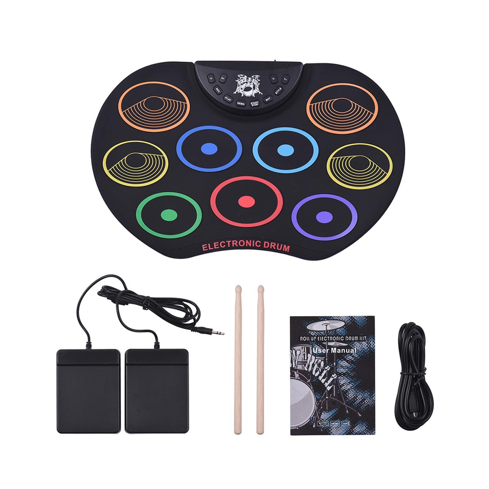 5 Baterías electrónicas compactas y portátiles, kits de batería, máquina de práctica con pads, múltiples funciones, salida de audio, máquina de pads digitales,