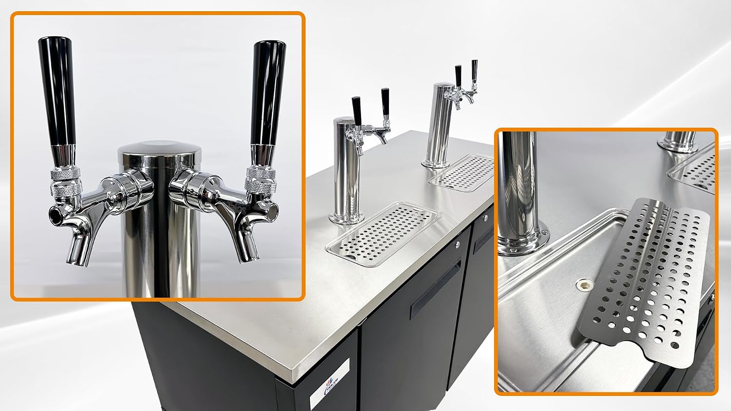 Beer Keg Dispenser Kegerator Commercial Refrigerator 2 tap, ETL 60" W 2 half Barrels,2 Half-Keg, 2 Tower, Black