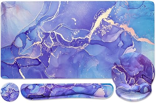 Miniatura 11 de Set de Alfombrilla de Ratón para Juegos 4 en 1 con Soporte de Muñeca, Alfombrilla de Escritorio + Alfombrilla de Ratón con Reposamuñecas + 4 piezas