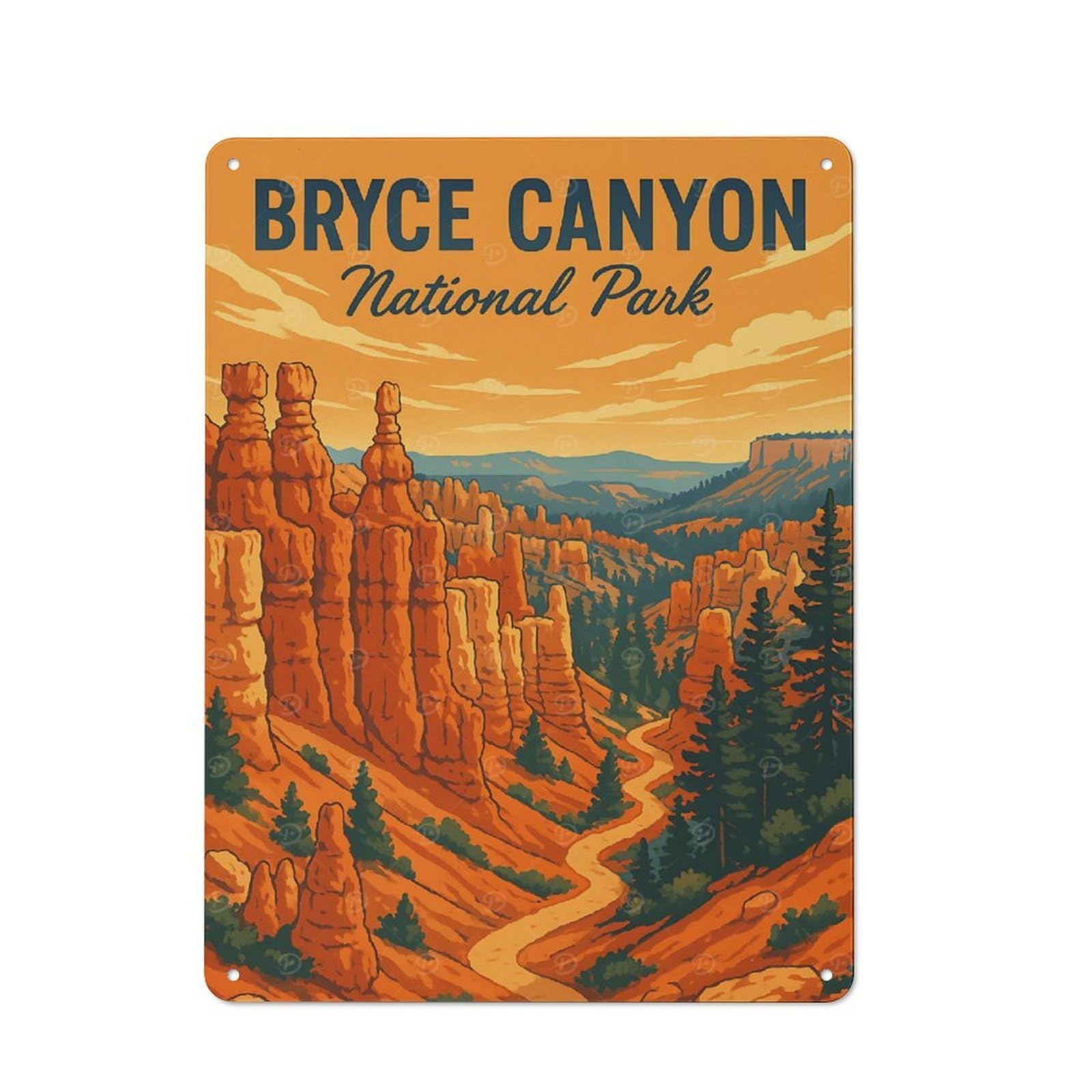 Junmoney Style-22 Bryce Canyon National Park Rustic Metal Plaque 40X30cm For Living Room Wall, Suited To Home Wall Decor Collectors