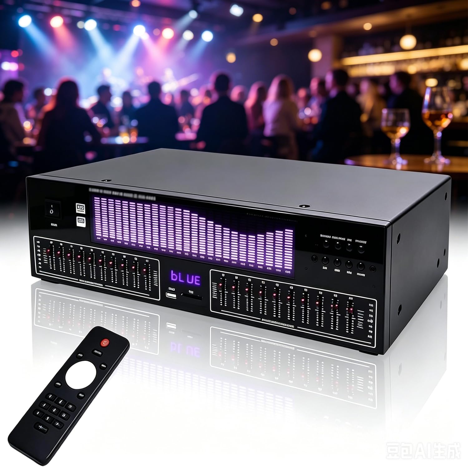 OSPSHPG 20-band Hi-fi Graphic Equalizer, Stereo Graphic Eq, Led Spectrum Display, 15 Dynamic Modes, Noise Reduction, W/remote Control, For Recording Studio Home Audio System