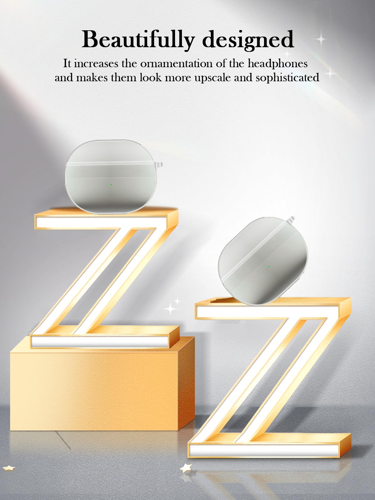 Schutzhülle für Bowers & Wilkins Pi8 kabellose Ohrhörer, weicher Schutz, stoßfest, BOVUGAC hohe Transparenz, TPU, niedliches Cartoon-Design, mit Schlüsselanhänger, Reinigungsset und Umhängeband für B