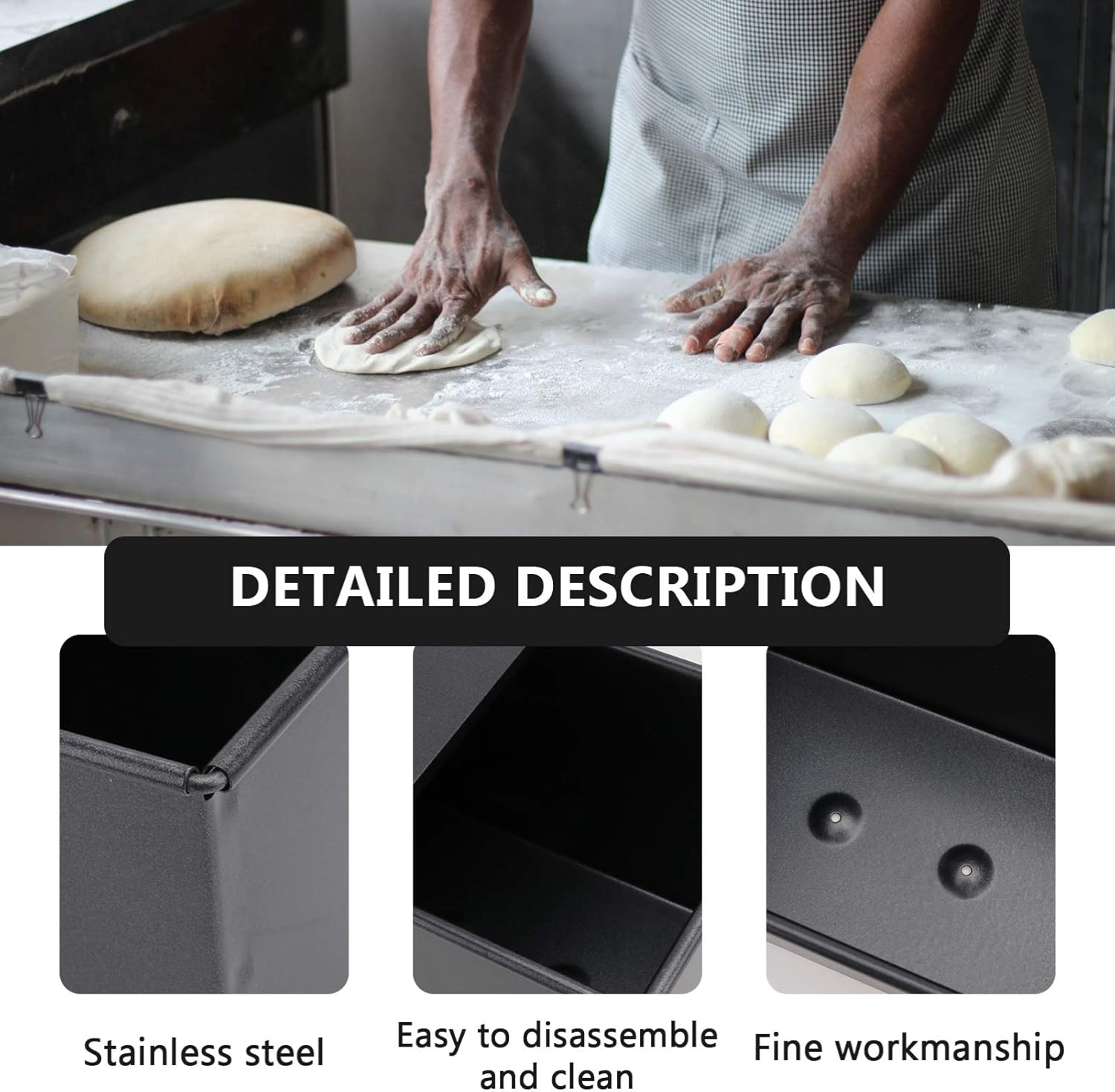 Luxshiny Pullman Loaf Pan with Lid: Non-Stick Bread Toast Box Mold with 5 Holes Design for Homemade Bread - 1.65LB Dough Capacity - Image 3