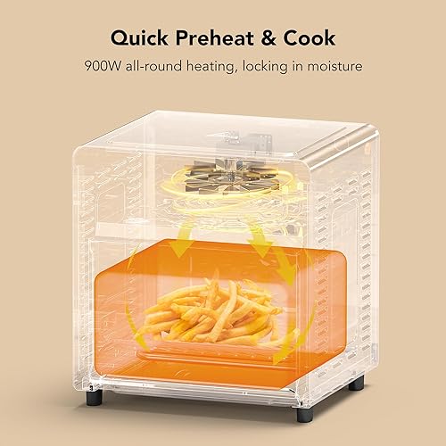 Miniatura 4 de Combo de freidora de aire de horno tostador 5 en 1 de 8.5 cuartos de galón, acero inoxidable, precalentamiento rápido, ideal para espacios pequeños,