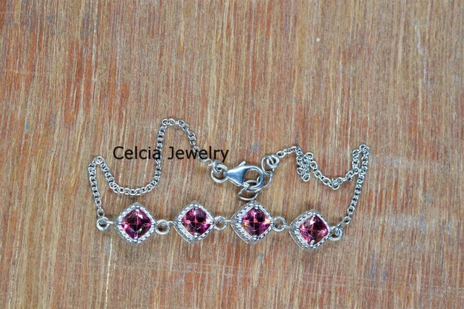 Bracciale in argento sterling 925 puro per donna e uomo, bracciale in ametista naturale con pietra preziosa Bracciale artigianale unico per lei o lui