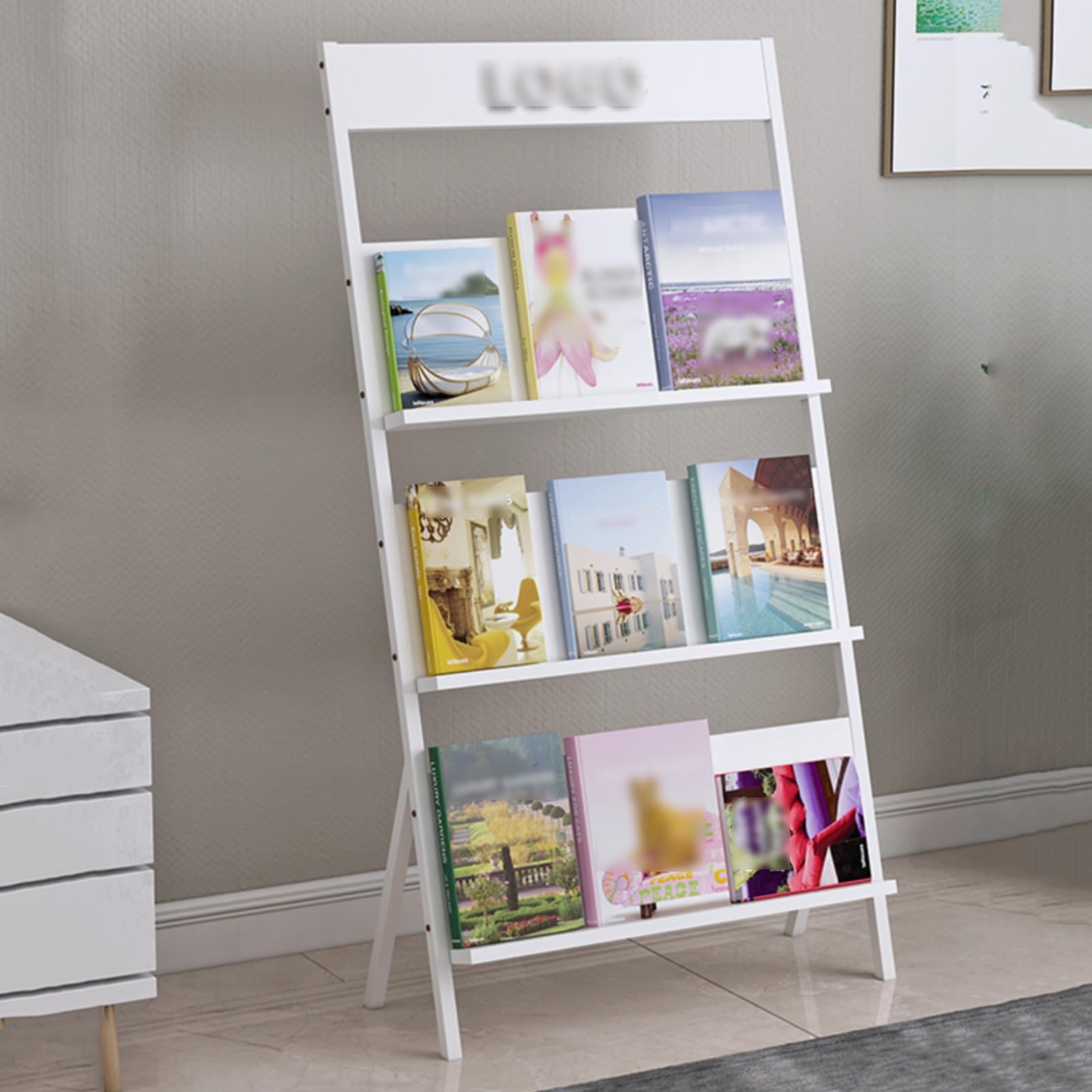ASerZenith Floor Standing Brochure Rack, 3 Layers Removable Magazine Display Rack with Wheels, Hotel Decoration Catalog Information Rack, Exhibition