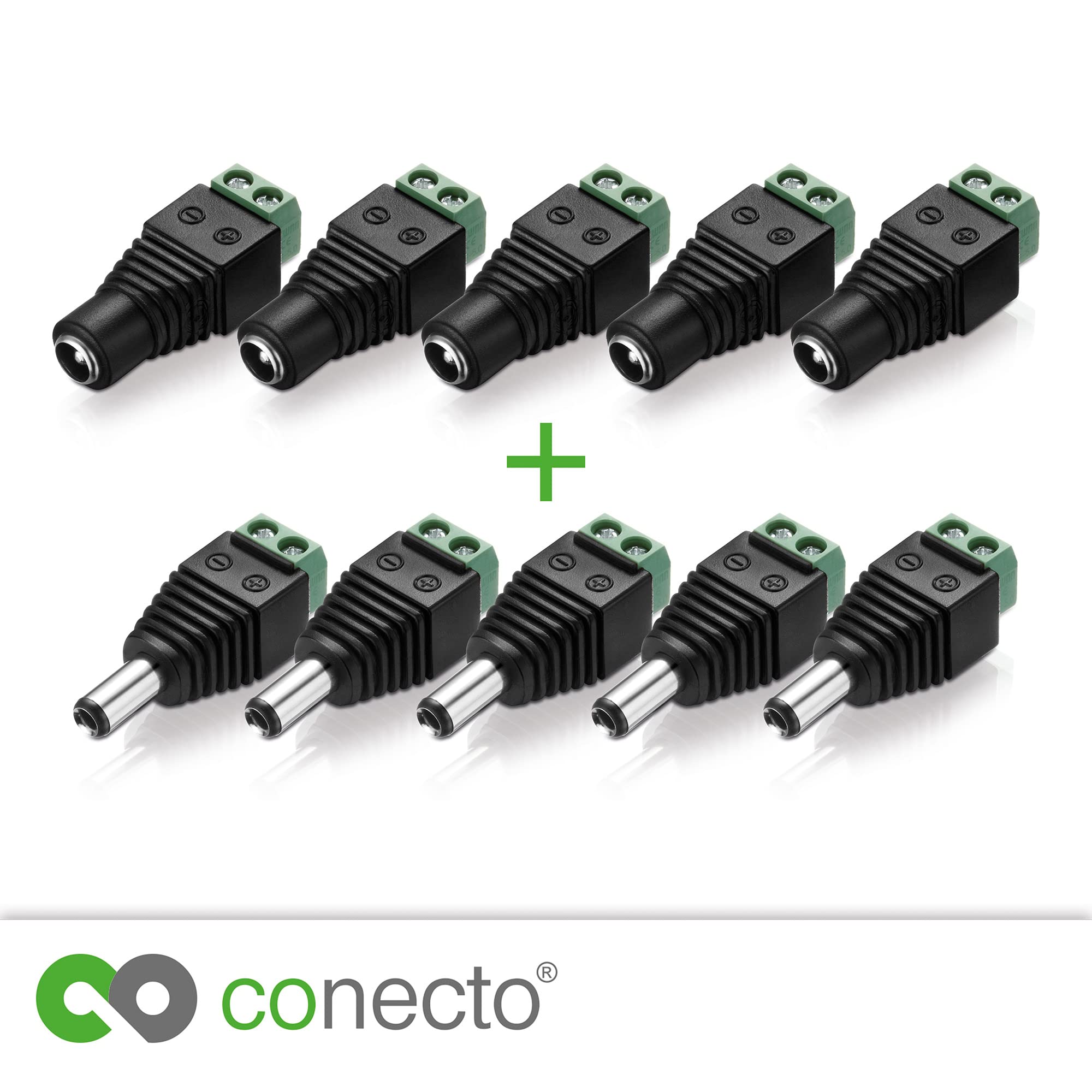 Conecto Adattatore Connettore Cilindrico 5,5 x 2,5 mm a Morsettiera a Due Pin (5x) + Jack Cilindrico 5,5 x 2,5 mm a Morsettiera a Due Pin (5x)