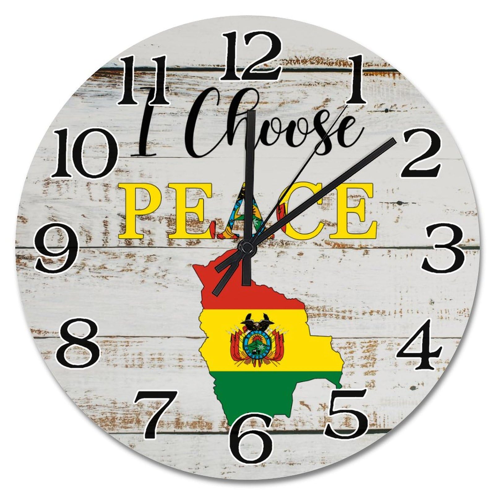 Horloge murale drapeau Bolivie 38 cm silencieuse pour salon et chambre