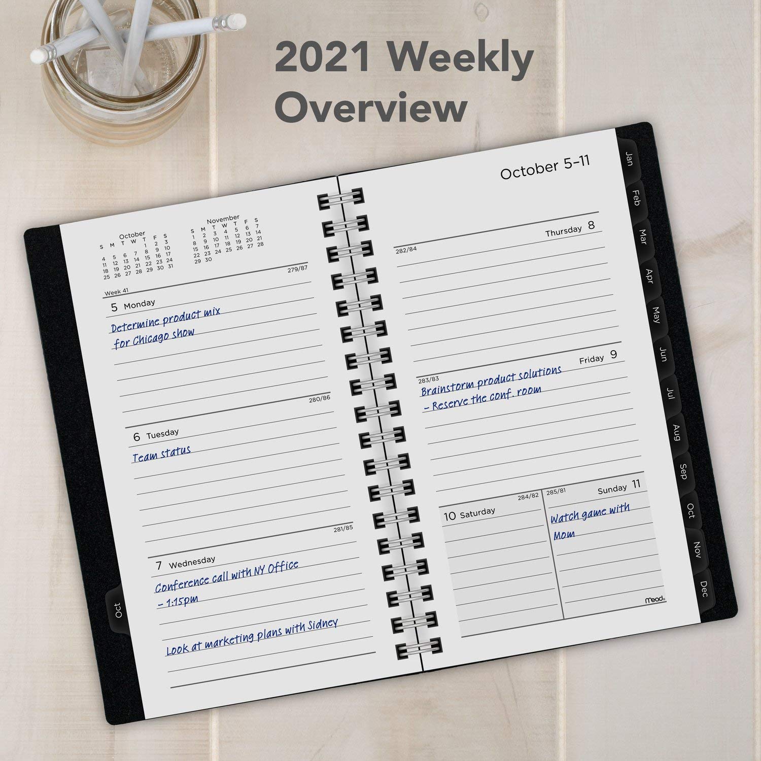 Mead, Taschenkalender 2021 von Mead, Wochen- und Monatsplaner, 8,9 x 15,2 cm, Taschenformat, Basic, Schwarz (CRW3200521)